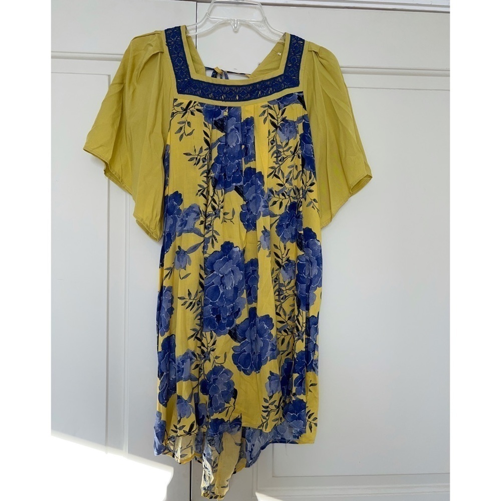 Umgee BOHO DRESS/TOP MUSTARD FLORAL EMBROIDERED - SIZE S